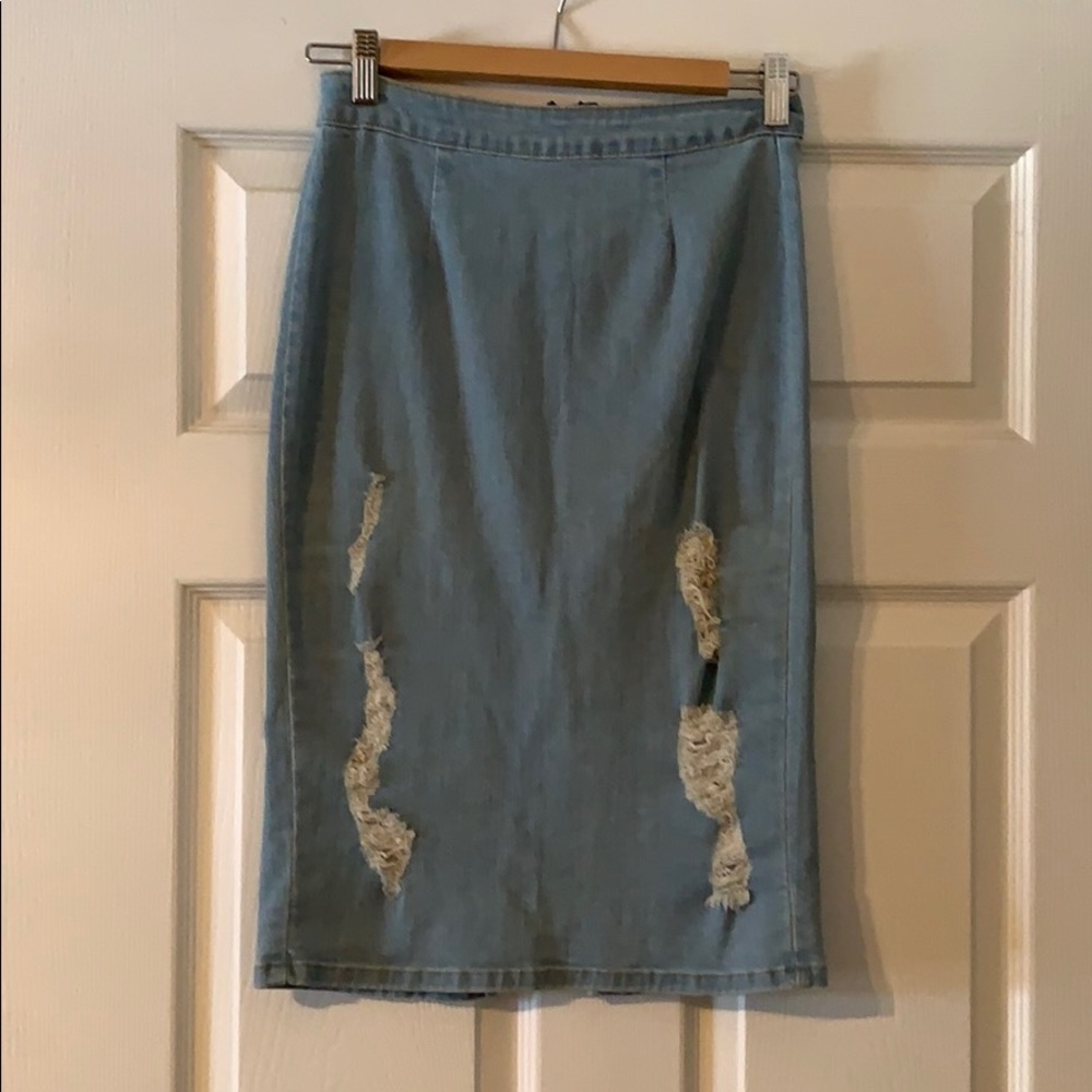 Denim pencil skirt